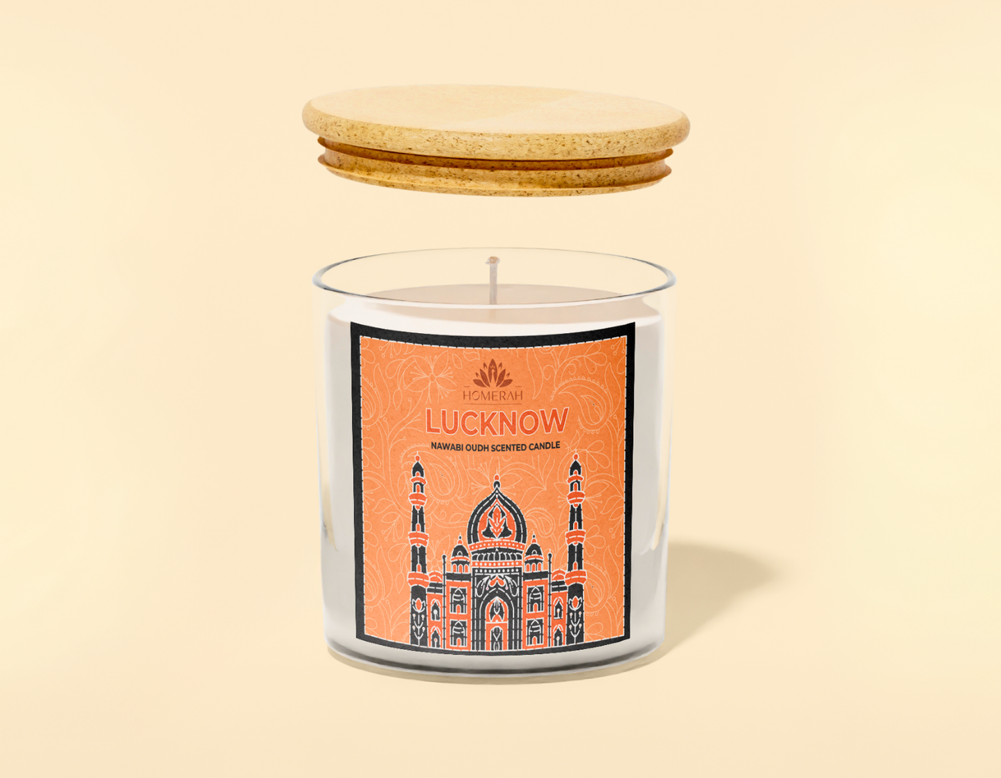 Homerah Premium Scented Soy Wax Jar Candle - Lucknow Nawabi Oudh (150gm / 25 Hours Burn Time)