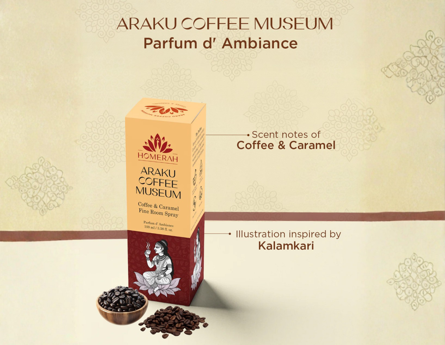 Homerah Luxury Room Spray - Araku Coffee Museum - Coffee & Caramel (100ml)