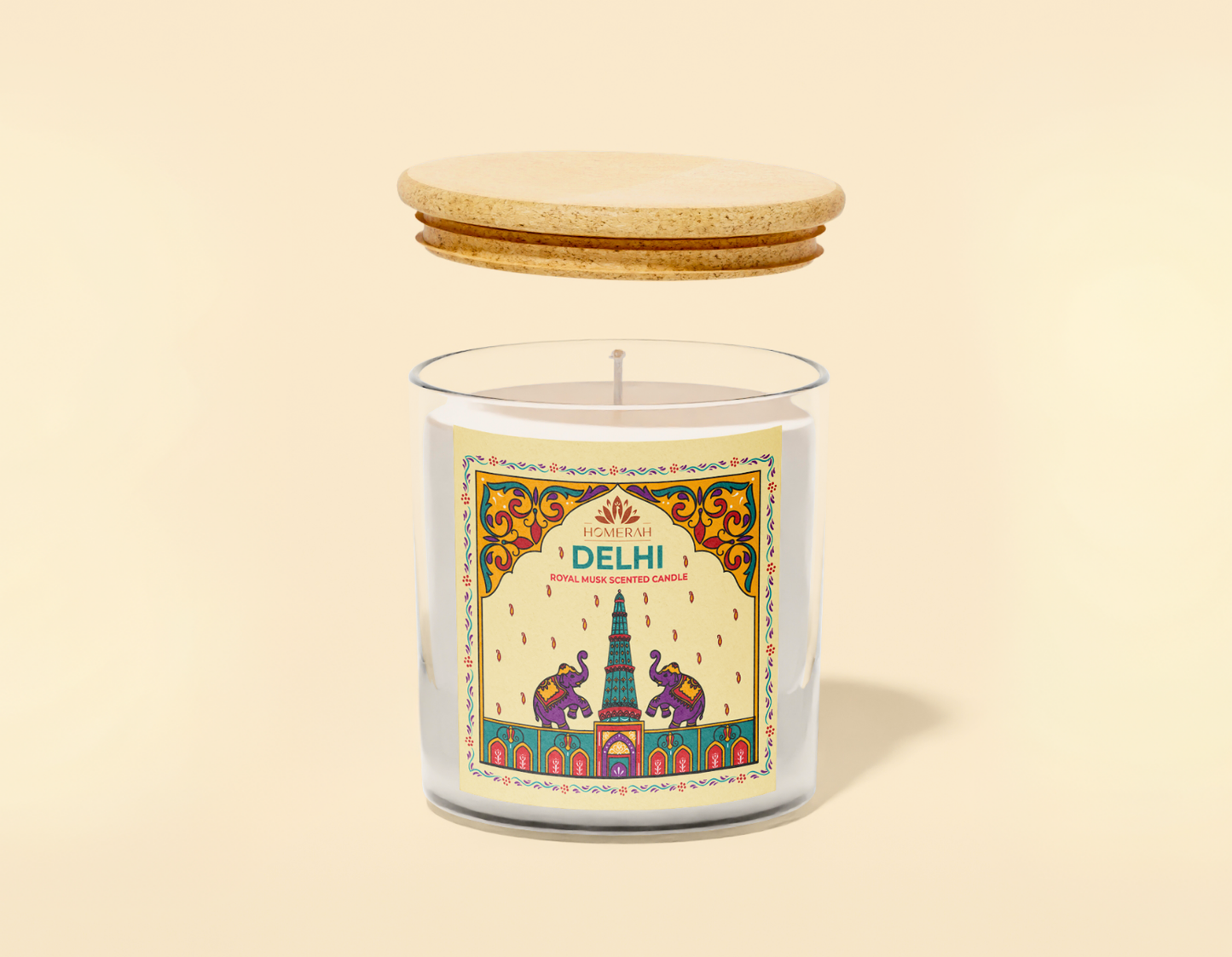 Homerah Premium Scented Soy Wax Jar Candle - Delhi Royal Musk (150gm / 25 Hours Burn Time)