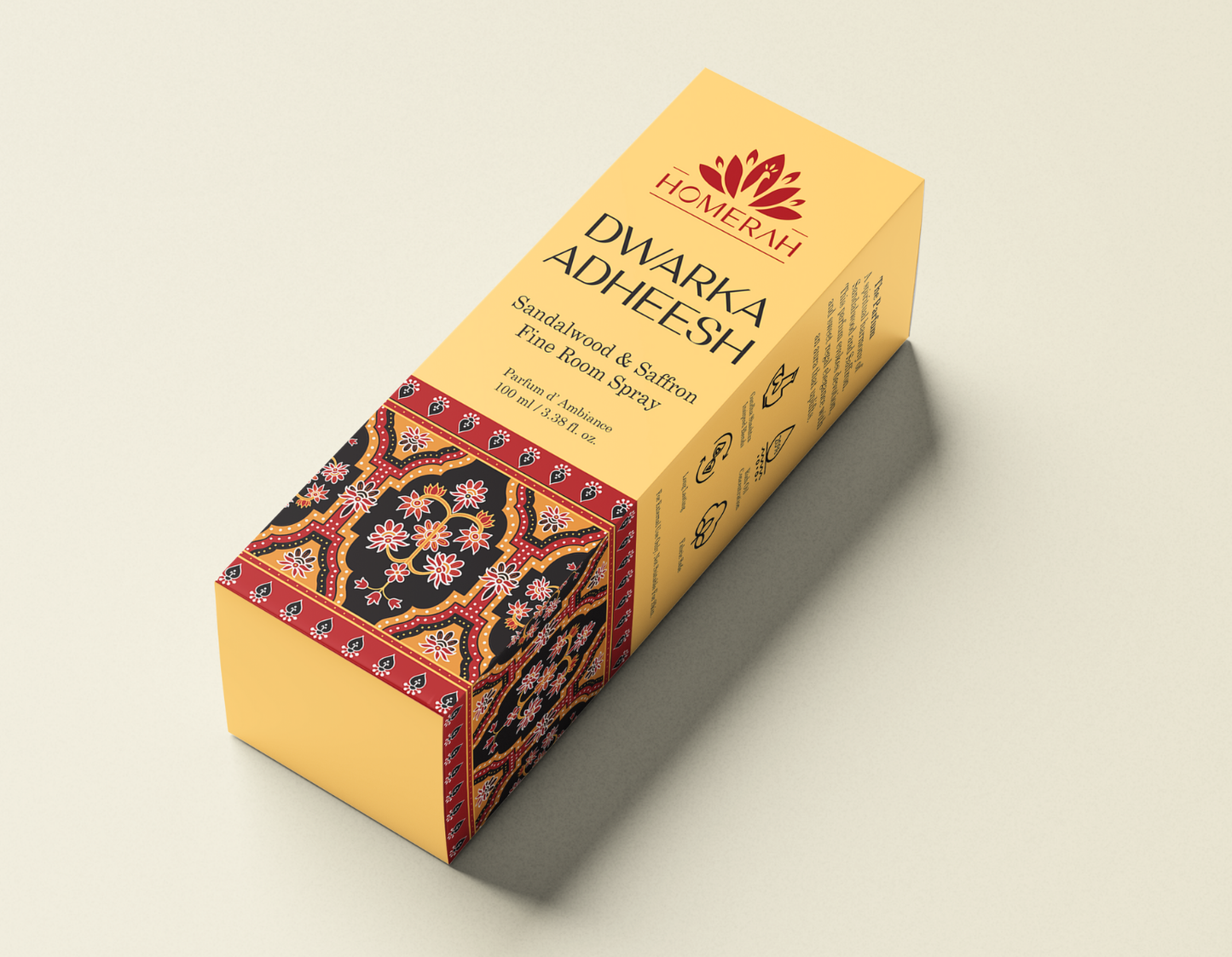 Homerah Luxury Room Spray (Parfum d' Ambiance) - Dwarka Adheesh - Sandalwood & Saffron (100ml)