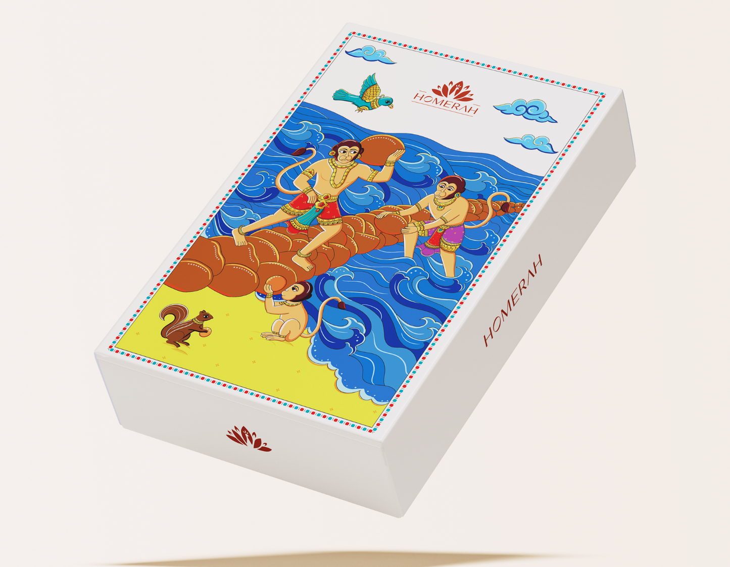 Homerah Epic Collection in Tanjore Ram Setu Gift Box - Set of 2 - Designer Stainless Steel Bottles x2