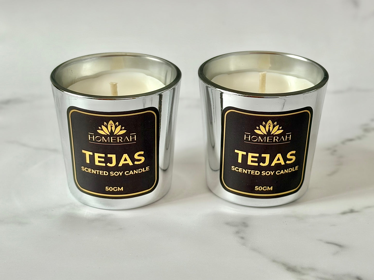 Homerah Mandala Elephant Turtle Gift Box - Set of 2 Scented Soy Wax Luxury Candles - TEJAS (Spices of India) x2