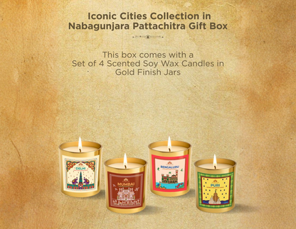 Homerah Iconic Cities of India Collection in Pattachitra Nabagunjara Exquisite Gift Box - Set of 4 Luxury Candles
