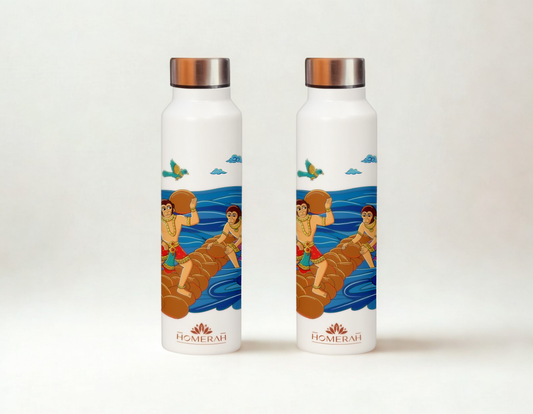Homerah Epic Collection in Tanjore Ram Setu Gift Box - Set of 2 - Designer Stainless Steel Bottles x2
