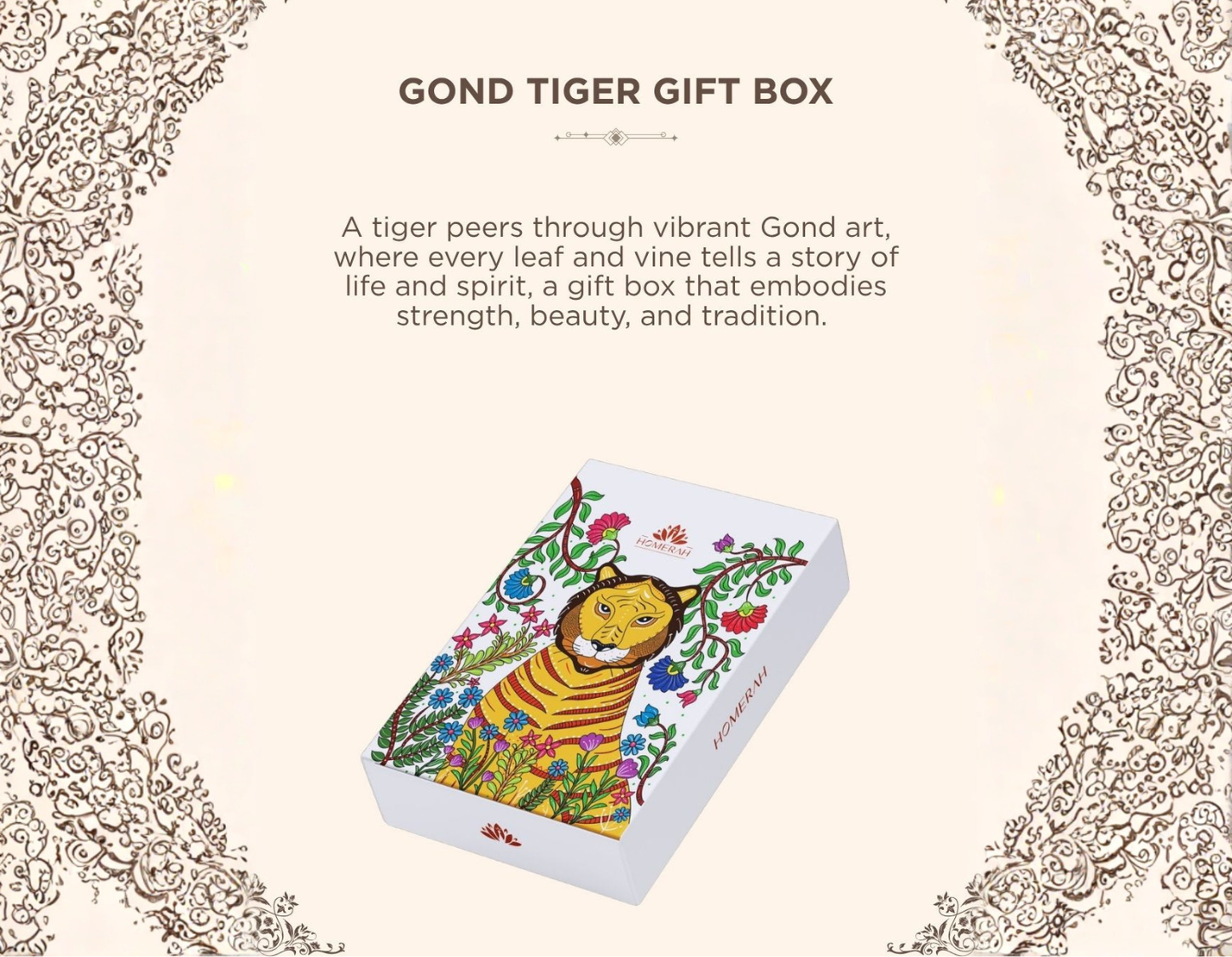 Homerah Divinity Collection In Gond Tiger Gift Box - Set of 2 Fine Room Parfums - DWARKA ADHEESH (Sandalwood & Saffron) x2