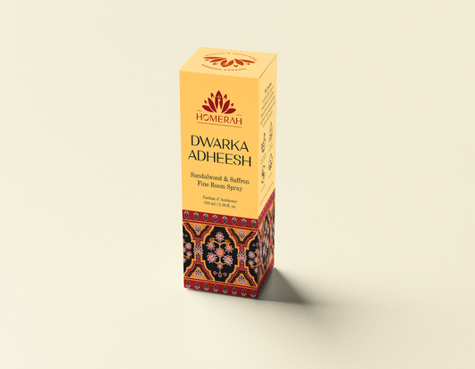 Homerah Luxury Room Spray (Parfum d' Ambiance) - Dwarka Adheesh - Sandalwood & Saffron (100ml)