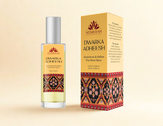 Homerah Luxury Room Spray (Parfum d' Ambiance) - Dwarka Adheesh - Sandalwood & Saffron (100ml)