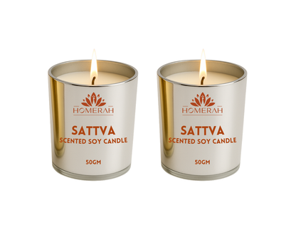 Homerah Pichwai Peacock Gift Box - Set of 2 Scented Soy Wax Luxury Candles - SATTVA (Lemongrass) x2