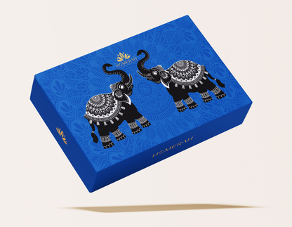 Homerah Mandala Elephant Turtle Gift Box - Set of 2 Scented Soy Wax Luxury Candles - TEJAS (Spices of India) x2