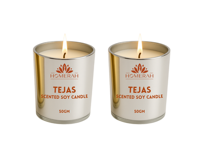 Homerah Mandala Elephant Turtle Gift Box - Set of 2 Scented Soy Wax Luxury Candles - TEJAS (Spices of India) x2