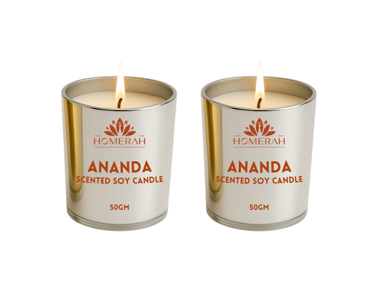 Homerah Mandala Elephant Turtle Gift Box - Set of 2 Scented Soy Wax Luxury Candles - ANANDA (Honey & Rose) x2