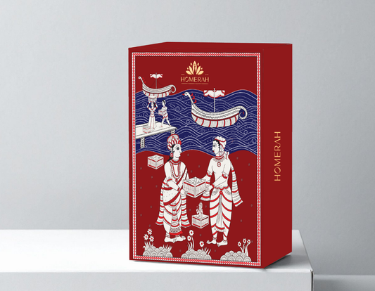 Homerah Light & Legacy Collection In Kalamkari Sea Trade Gift Box - Set of 4 Scented Soy Wax Luxury Candles - TEJAS (Spices of India) x4