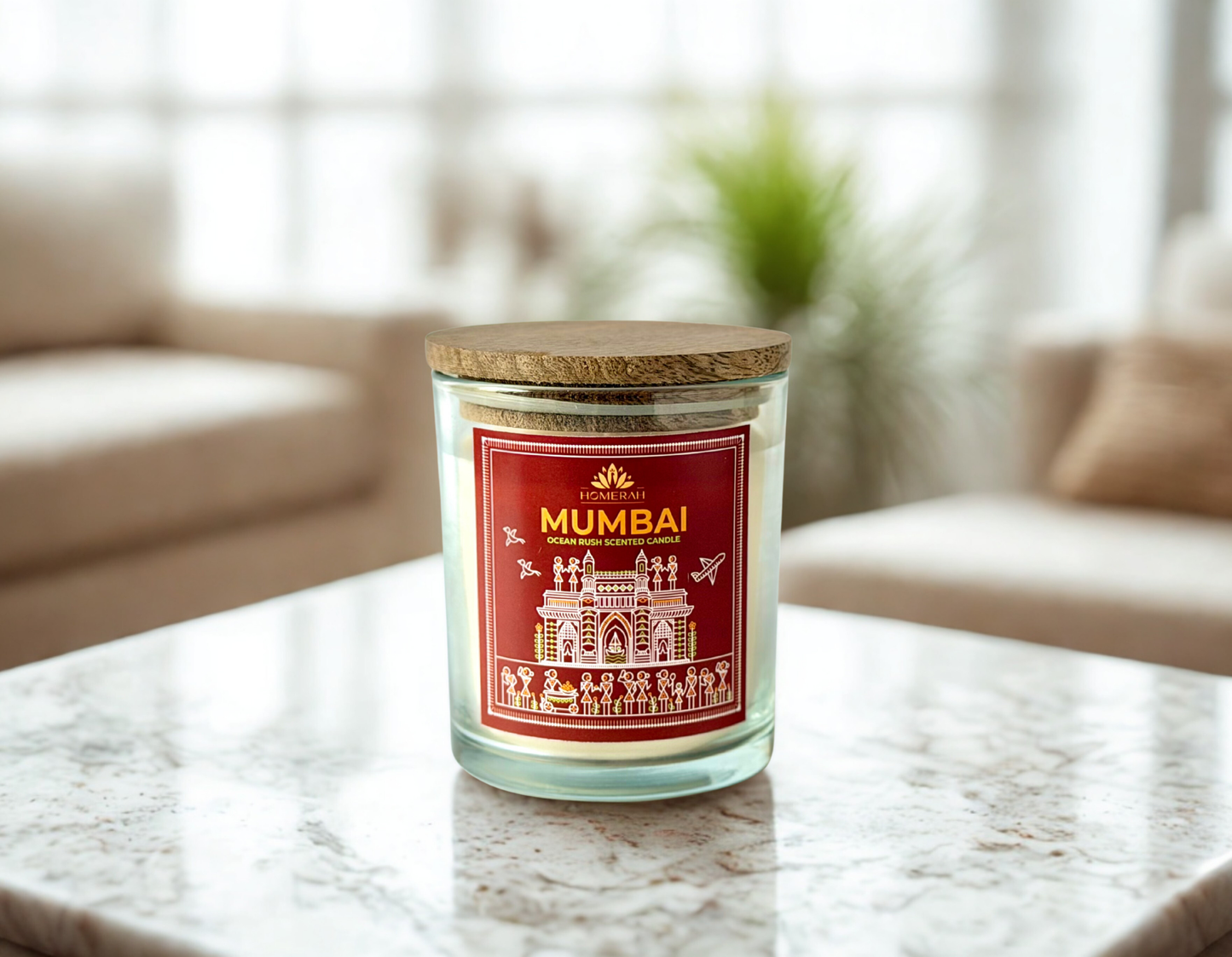 Homerah Premium Scented Soy Wax Jar Candle - Mumbai Ocean Rush (150gm / 25 Hours Burn Time)