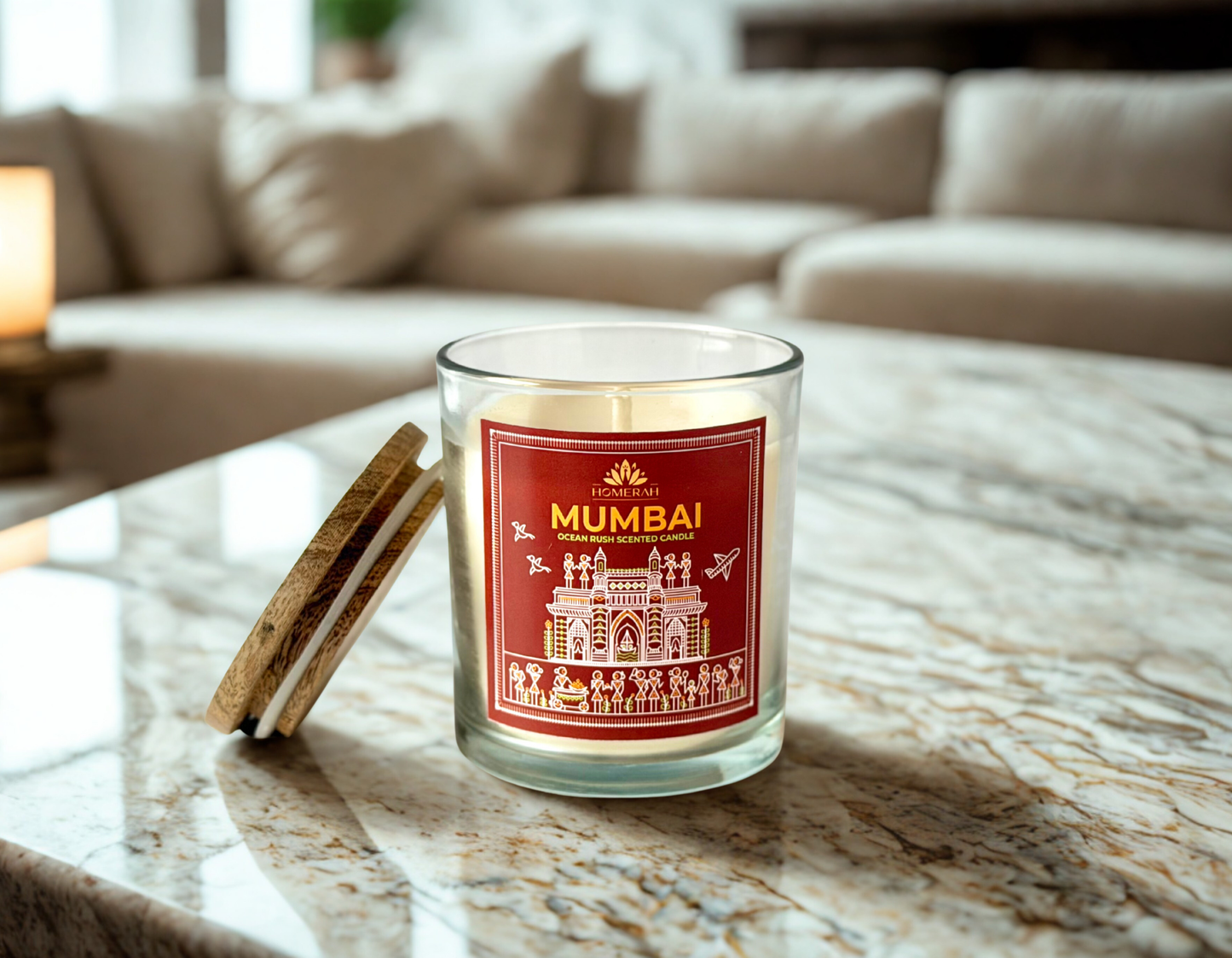 Homerah Premium Scented Soy Wax Jar Candle - Mumbai Ocean Rush (150gm / 25 Hours Burn Time)