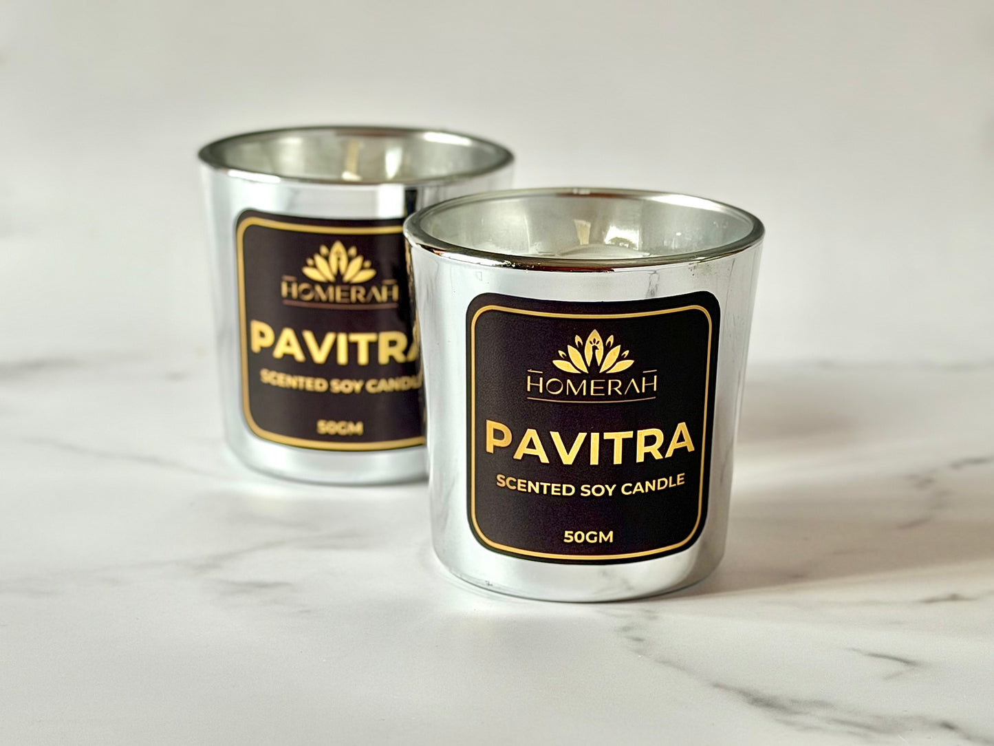 Homerah Pichwai Peacock Gift Box - Set of 2 Scented Soy Wax Luxury Candles - PAVITRA (Eucalyptus) x2