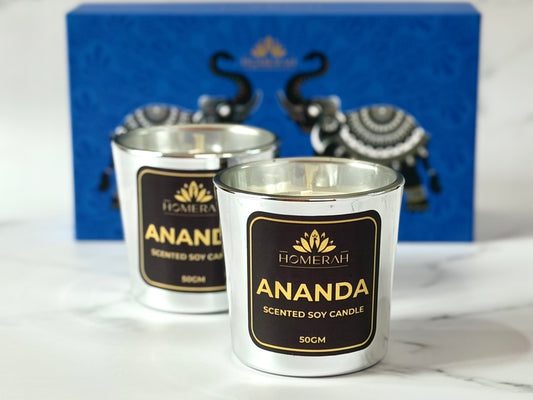 Homerah Mandala Elephant Turtle Gift Box - Set of 2 Scented Soy Wax Luxury Candles - ANANDA (Honey & Rose) x2