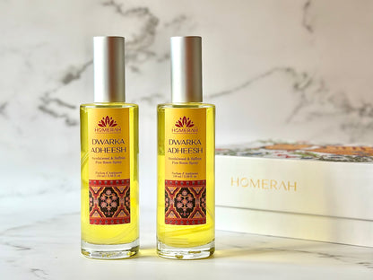 Homerah Divinity Collection In Gond Tiger Gift Box - Set of 2 Fine Room Parfums - DWARKA ADHEESH (Sandalwood & Saffron) x2