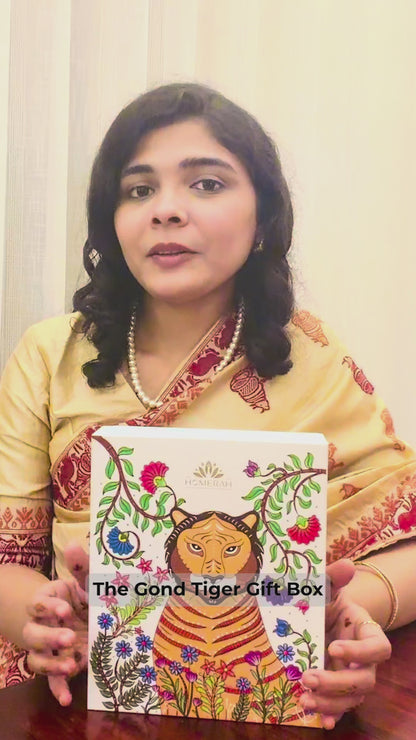 Homerah Divinity Collection In Gond Tiger Gift Box - Set of 2 Fine Room Parfums - DWARKA ADHEESH (Sandalwood & Saffron) x2