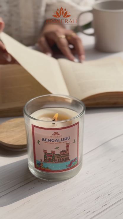 Homerah Premium Scented Soy Wax Jar Candle - Bengaluru Cocoa Brew (150gm / 25 Hours)