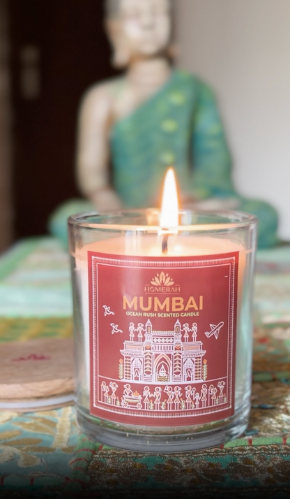 Homerah Premium Scented Soy Wax Jar Candle - Mumbai Ocean Rush (150gm / 25 Hours)